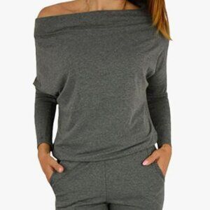 Women's Gray Jumpsuit Romper Long Sleeve Stretchy S Small